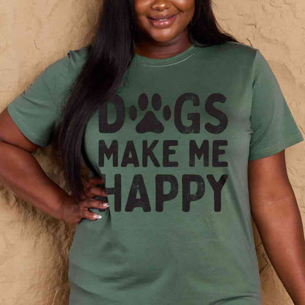 Simply Love Full Size DOGS MAKE ME HAPPY Graphic Cotton T-Shirt