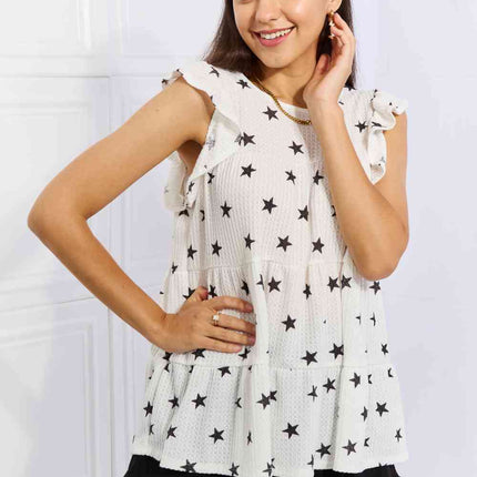 Heimish Shine Bright Full Size Butterfly Sleeve Star Print Top