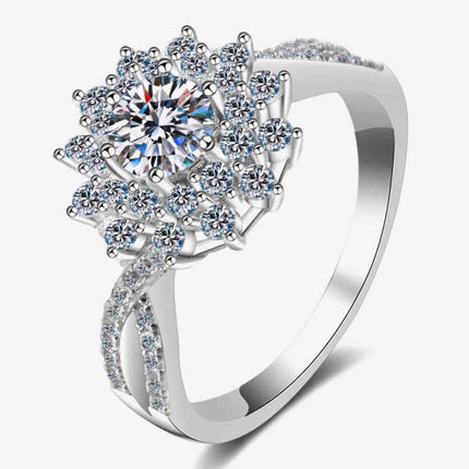 Moissanite Flower-Shape Split Shank Ring