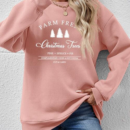Graphic Round Neck Dropped Shoulder Sweatshirt