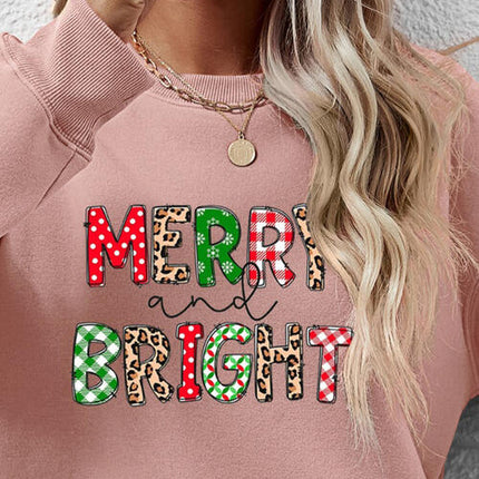 MERRY AND BRIGHT Round Neck Sweatshirt