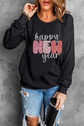 HAPPY NEW YEAR Round Neck Sweatshirt - Vickie Lynn's
