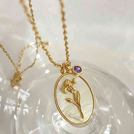Flower Shell Pendant Copper Necklace