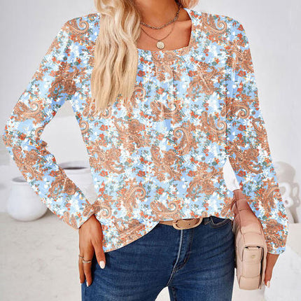 Full Size Square Neck Long Sleeve Blouse