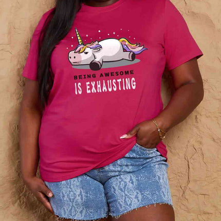 Simply Love Full Size BEING AWESOME IS EXHAUSTING Graphic Cotton Tee