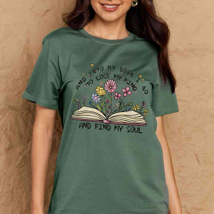 Simply Love Full Size Book & Flower Graphic Cotton Tee