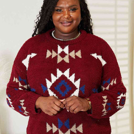 HEYSON Full Size Aztec Soft Fuzzy Sweater