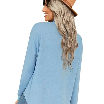 Women's fashion fake pocket knitted shirt top