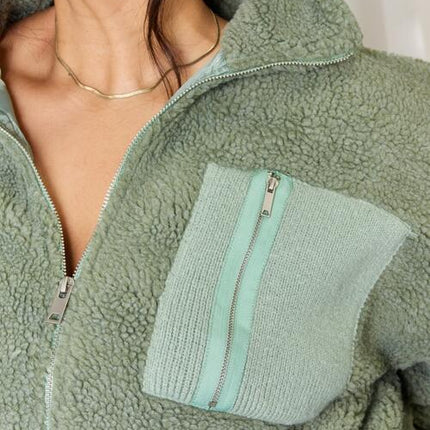 Heimish Full Size Zip Up Collared Neck Jacket - Vickie Lynn's