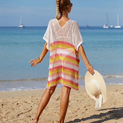 Cutout Striped Cover-Up with Tassel