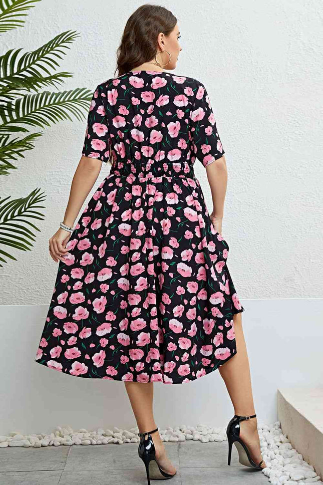 Floral Surplice Midi Dress