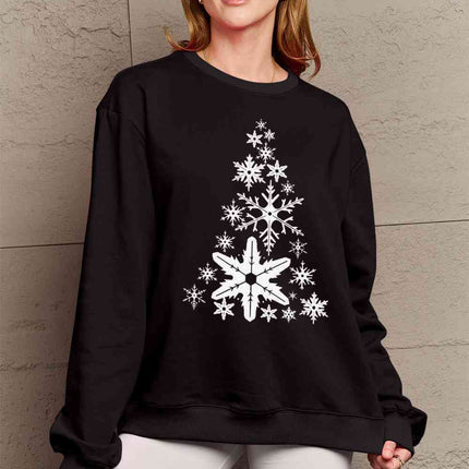 Simply Love Full Size Snowflake Christmas Tree Graphic Sweatshirt