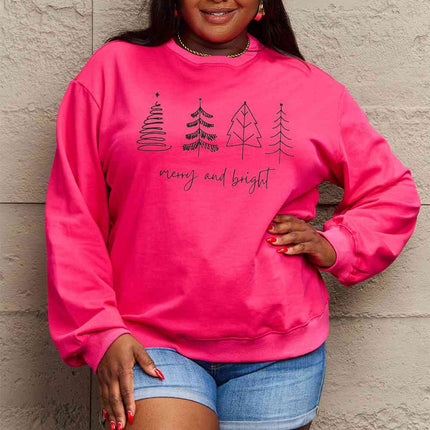 Simply Love Full Size MERRY AND BRIGHT Graphic Sweatshirt