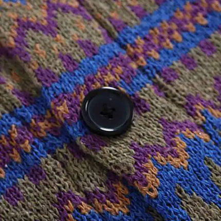 Men'S Green Fruit Collar Single-Breasted Sweater