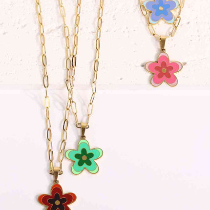 Flower Pendant Stainless Steel Necklace