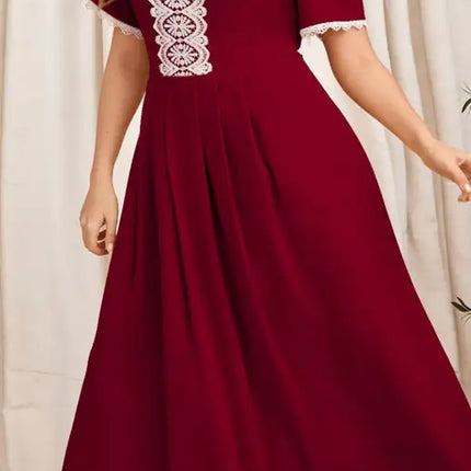 Women's Plus Size Lace Short Sleeve Dress