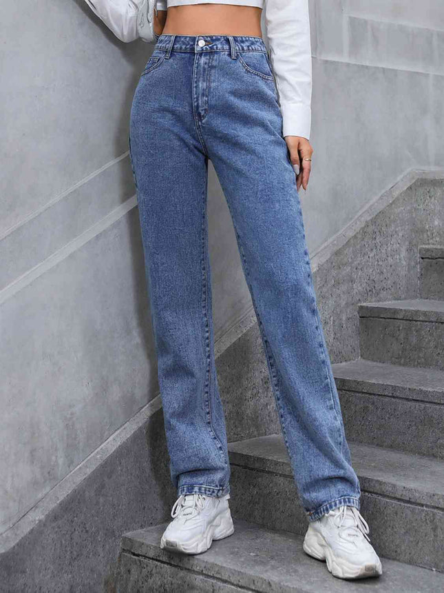 High Waist Straight Leg Jeans