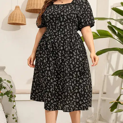 Women's Plus Size Short Sleeve Printed Dress