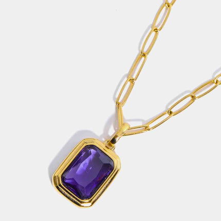 Zircon 18K Gold-Plated Geometrical Shape Pendant Necklace