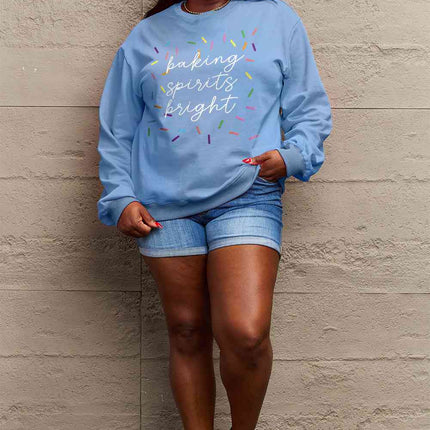 Simply Love Full Size Letter Graphic Round Neck Long Sleeve Sweatshirt