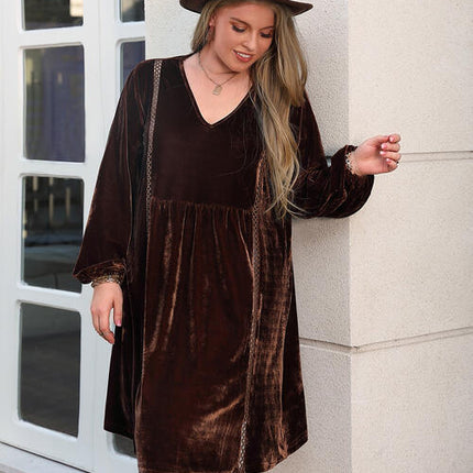 Plus Size V-Neck Balloon Sleeves Dress