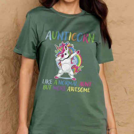 Simply Love Full Size AUNTICORN LIKE A NORMAL AUNT BUT MORE AWESOME Graphic Cotton Tee