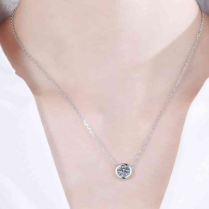 Moissanite Round Pendant Chain Necklace