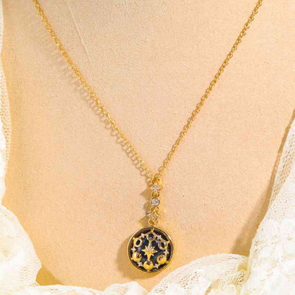 Vintage Blue Sandstone Pendant Copper Necklace