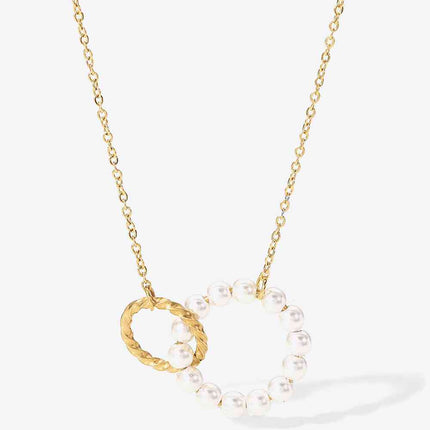 Pearl Hoop Link Pendant Necklace