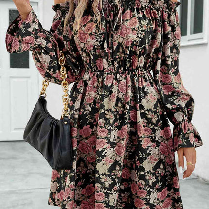 Floral Off-Shoulder Flounce Sleeve Dress