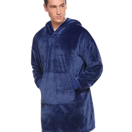 Manta perezosa con bolsillo y capucha de terciopelo de gran tamaño 