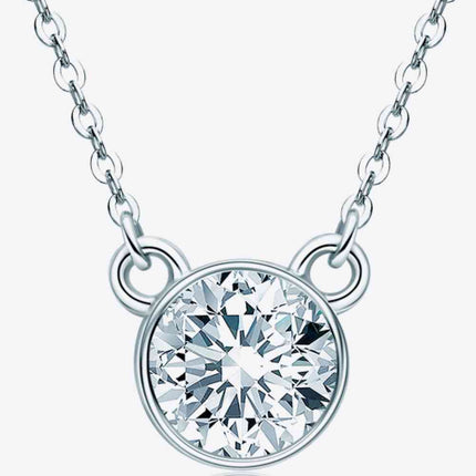 925 Sterling Silver 1 Carat Moissanite Round Pendant Necklace