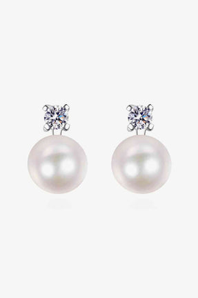 Moissanite Pearl Stud Earrings