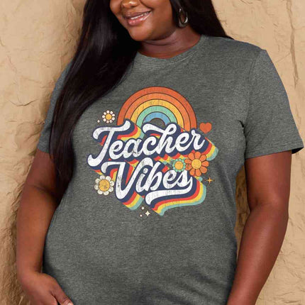 Simply Love Full Size TEACHER VIBES Graphic Cotton T-Shirt