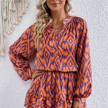 Geometric Notched Neck Romper