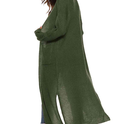 Long Sleeve Open Front Buttoned Cardigan