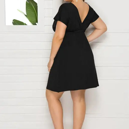 Vestido liso con escote en V profundo para mujer, talla grande 