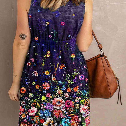 Double Take Scoop Neck Buttoned Sleeveless Magic Dress with Pockets - Vickie Lynn's