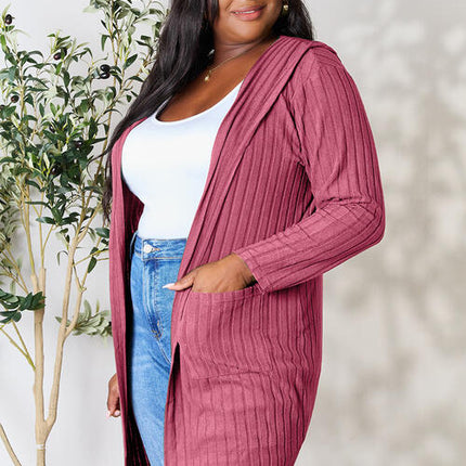 Basic Bae Full Size Hooded Sweater Cardigan - Vickie Lynn's