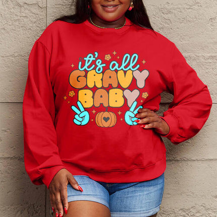 Simply Love Full Size IT'S ALL GRAVY BABY Long Sleeve Sweatshirt