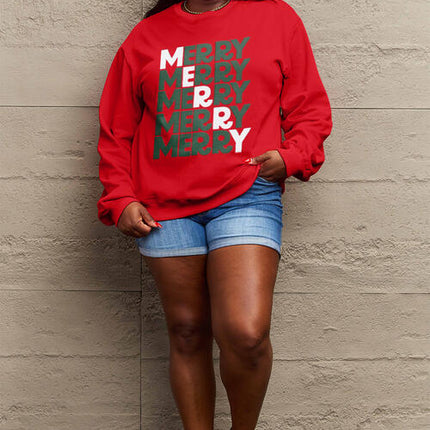 Simply Love Full Size MERRY Long Sleeve Sweatshirt