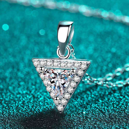 925 Sterling Silver Triangle Moissanite Pendant Necklace