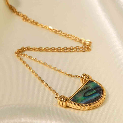 Stainless Steel Semi Circle Pendant Necklace