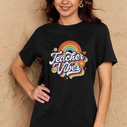 Simply Love Full Size TEACHER VIBES Graphic Cotton T-Shirt