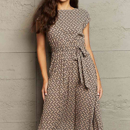 Round Neck Tie Waist Dress - Vickie Lynn's
