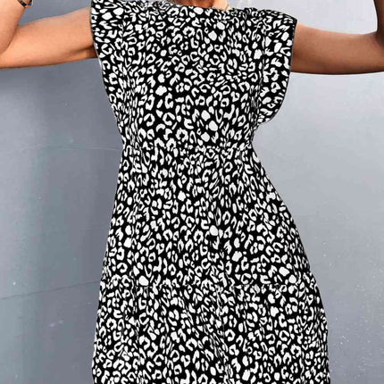 Leopard Round Neck Mini Dress