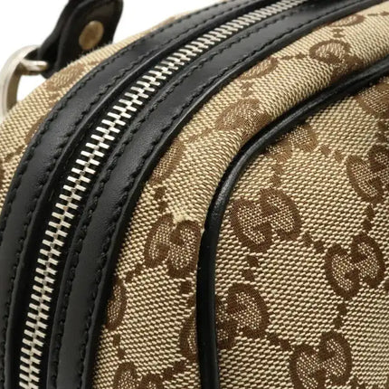 Gucci Gg Canvas Twins Mini Boston Bag Leather Khaki