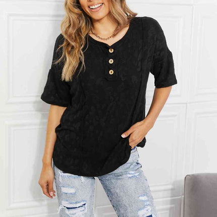 BOMBOM At The Fair Animal Textured Top in Black