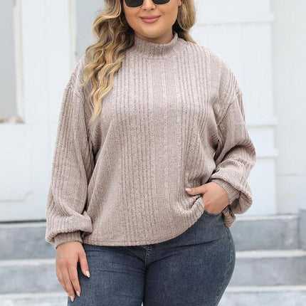Plus Size Mock Neck Long Sleeve Knit Top