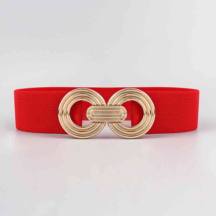 Geometric Buckle Elastic Wide Belt